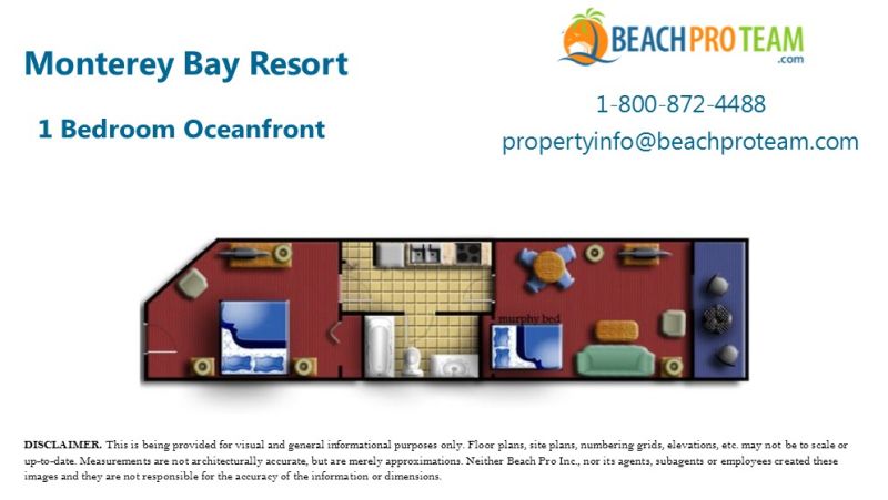 Monterey Bay Floor Plan B - 1 Bedroom Oceanfront Corner